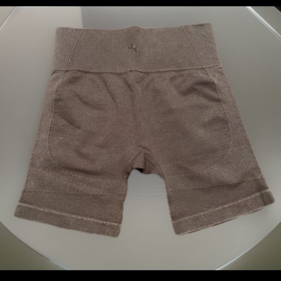 JoyLab™ High-Rise Ruched Waist Bike Shorts Soft Stretchy Interlock Fabric Brown - Picture 2 of 7